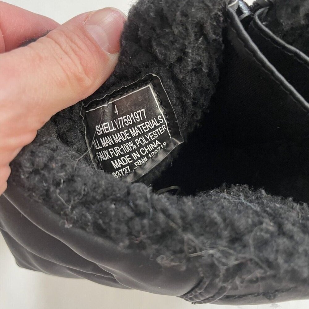 Totes Black Sherpa Lined Winter Boots Size 4 - Picture 8 of 10